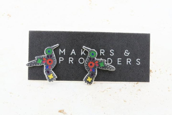 multi colour enamel hummingbird stud - Makers & Providers