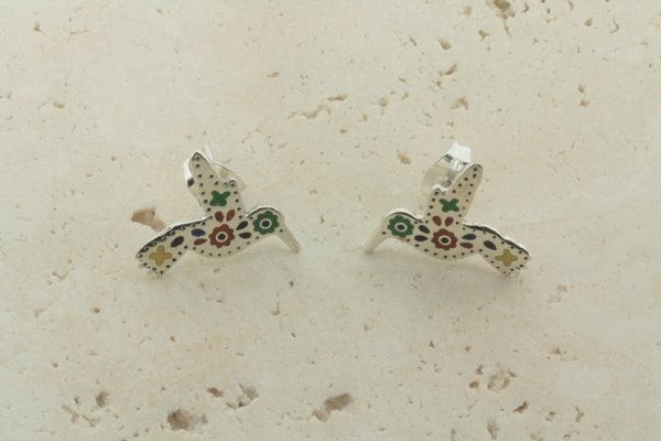 multi colour enamel hummingbird stud - Makers & Providers