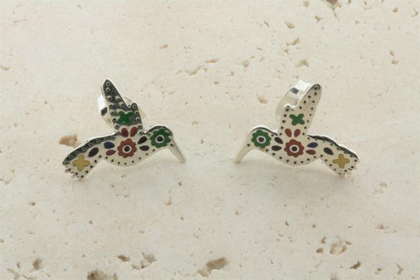 multi colour enamel hummingbird stud - Makers & Providers