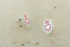 multi colour enamel heart in shield studs - Makers & Providers