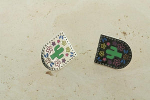 multi colour enamel cactus in shield studs - Makers & Providers