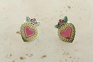 multi colour enamel flying heart stud - Makers & Providers