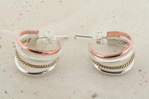 copper, silver & brass hoop stud - Makers & Providers