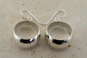 Hammered convex hoop drop earring - Makers & Providers