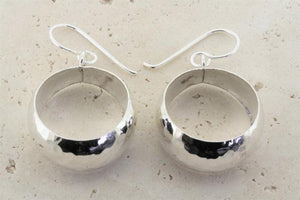 Hammered convex hoop drop earring - Makers & Providers