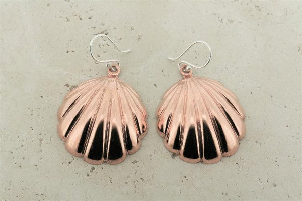 Large copper clam shell earrings - Makers & Providers