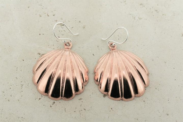 Large copper clam shell earrings - Makers & Providers