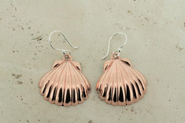 Medium copper clam shell earrings