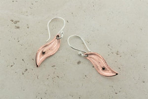 Curved copper leaf earrings - Makers & Providers