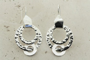 3 x circle drop earring - sterling silver - Makers & Providers