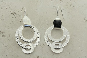 3 x circle drop earring - sterling silver - Makers & Providers