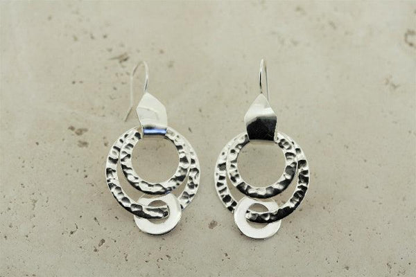 3 x circle drop earring - sterling silver - Makers & Providers