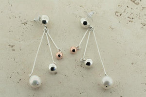 Copper, silver & pearl ball drop earring - Makers & Providers