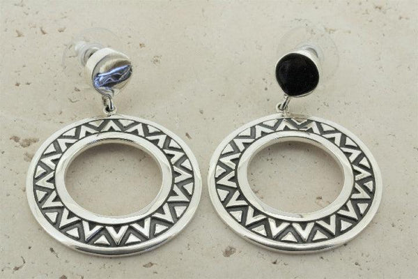Geometric circle earrings - sterling silver