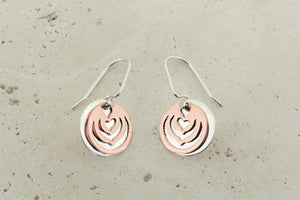 Copper & silver disc earring - Makers & Providers