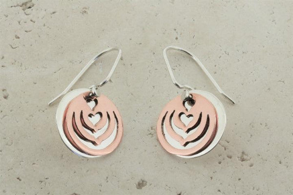 Copper & silver disc earring - Makers & Providers