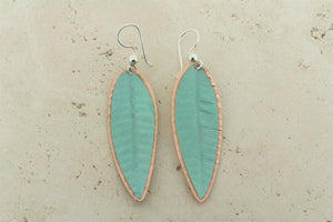 Large copper patina leaf earring - Makers & Providers