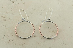 Silver & copper twisted hoop - large - Makers & Providers