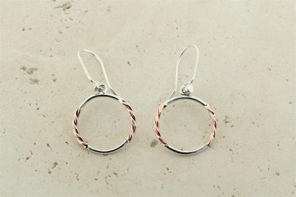 Silver & copper twisted hoop - small - Makers & Providers