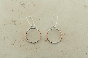 Silver & copper twisted hoop - small - Makers & Providers