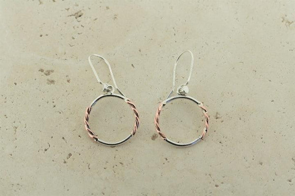 Silver & copper twisted hoop - small - Makers & Providers