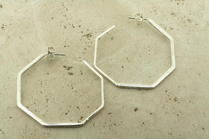 6 angled hoop earring - sterling silver - Makers & Providers