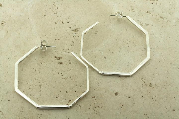 6 angled hoop earring - sterling silver