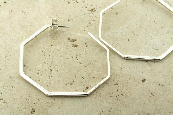 6 angled hoop earring - sterling silver