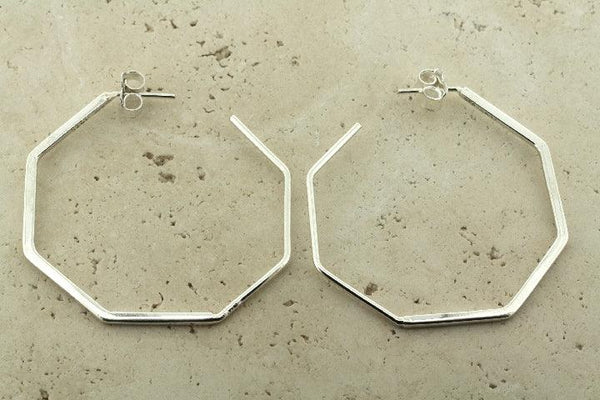 6 angled hoop earring - sterling silver - Makers & Providers