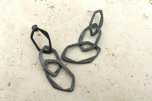 3 oxidized drop link earrings - Makers & Providers