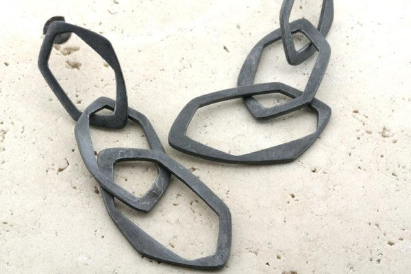 3 oxidized drop link earrings - Makers & Providers