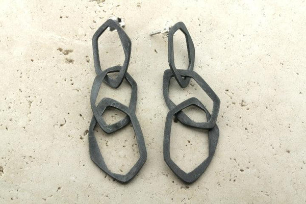 3 oxidized drop link earrings - Makers & Providers