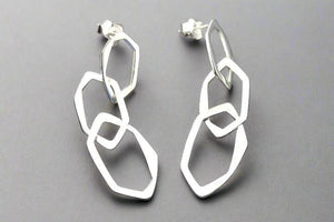 3 polished silver drop link earrings - Makers & Providers