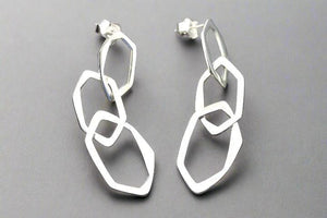 3 polished silver drop link earrings - Makers & Providers