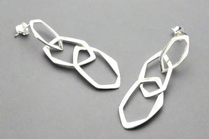 3 polished silver drop link earrings - Makers & Providers
