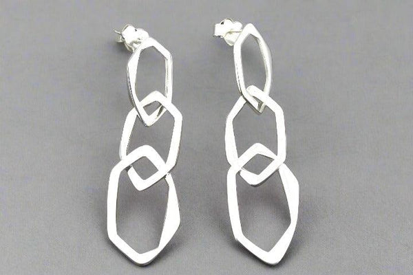 3 polished silver drop link earrings - Makers & Providers