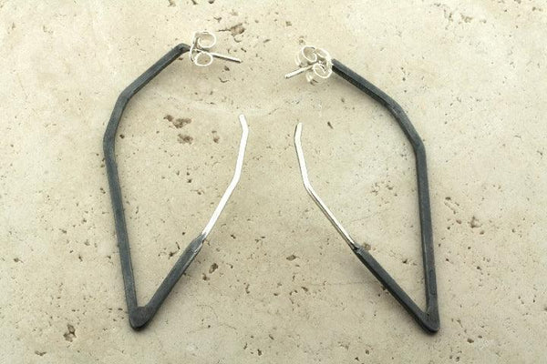 Diamond hoop earrings - part oxidized - Makers & Providers