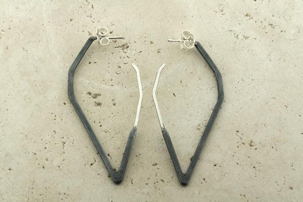 Diamond hoop earrings - part oxidized - Makers & Providers