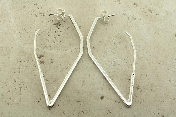 Diamond hoop earrings - sterling silver