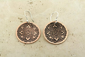 Mayan Calendar earring - copper - Makers & Providers