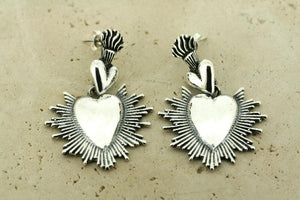 Double Heart drop stud - sterling silver - Makers & Providers