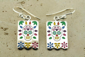 Day of the dead rectangle drop earring - Makers & Providers