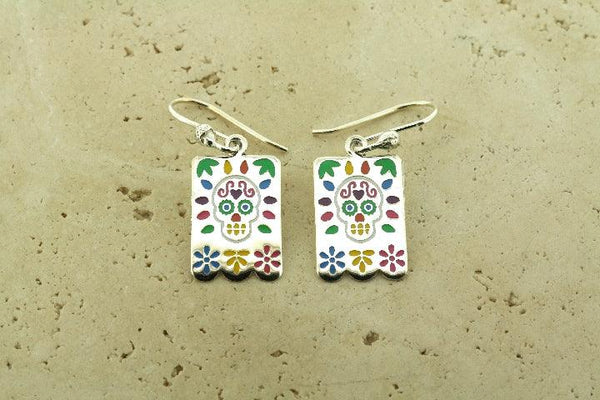 Day of the dead rectangle drop earring - Makers & Providers