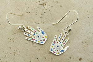 Enamelled hand drop earrings - Makers & Providers