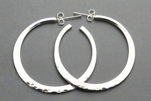 Large flattened & hammered hoop - sterling silver - Makers & Providers