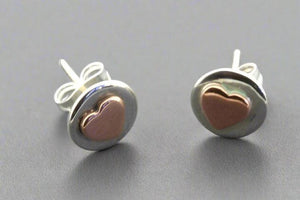 silver disc copper heart stud - Makers & Providers