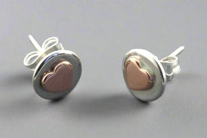 silver disc copper heart stud - Makers & Providers