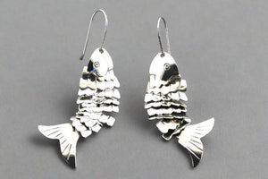 Dancing fish drop earring - sterling silver - Makers & Providers