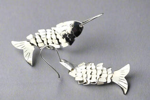 Dancing fish drop earring - sterling silver - Makers & Providers