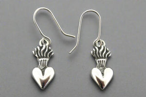 Flaming heart earring - sterling silver - Makers & Providers